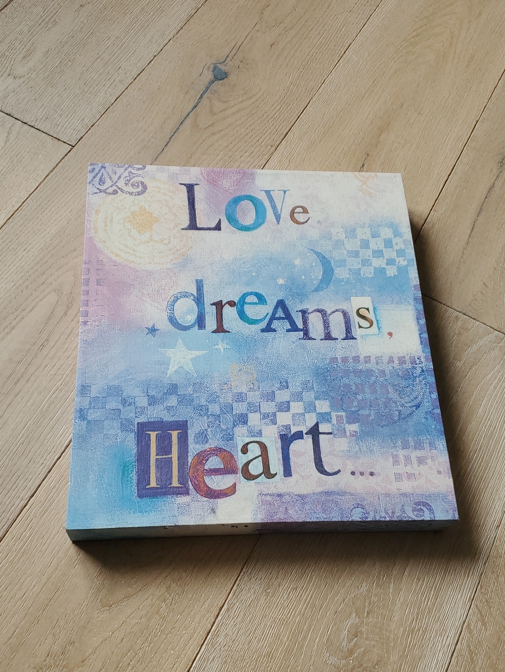 Inspirational Canvas Art: Love Dreams Heart Wall Art - Pastel Blue & Lavender